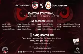 Gaziantep FK-Galatasaray maçı biletleri satışta