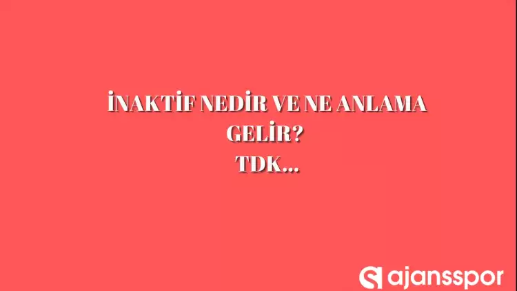 İnaktif nedir, ne anlama gelir ve nerelerde kullanılır? İnaktif TDK kelime anlamı nedir?