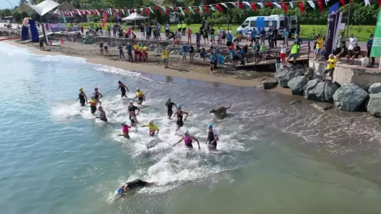 Triatlon yarışmasında ilginç olay