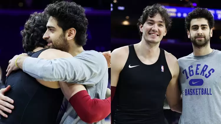 NBA'de Furkan ve Cedi karşılaştıkları maç öncesi dostluk pozu verdi