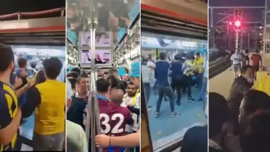 VİDEO - Marmaray’da F.Bahçe ve Trabzon taraftarları arasında kavga