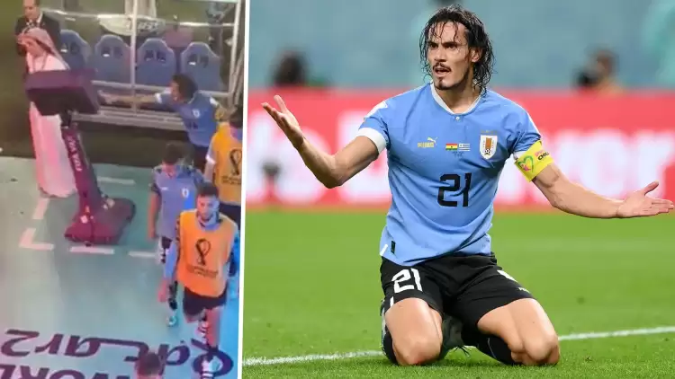 Dünya Kupası'nda elenen Uruguay'da Cavani, sinirinden VAR'ı yumrukladı