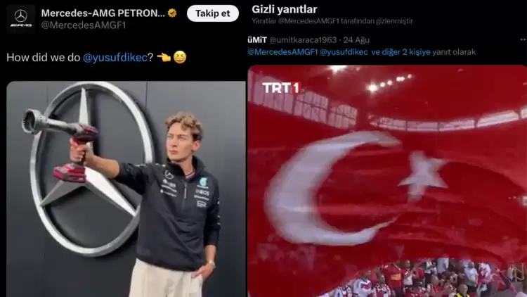 Mercedes Formula 1 Takımı'nın resmi hesabında tepki çeken Türk bayrağı hareketi