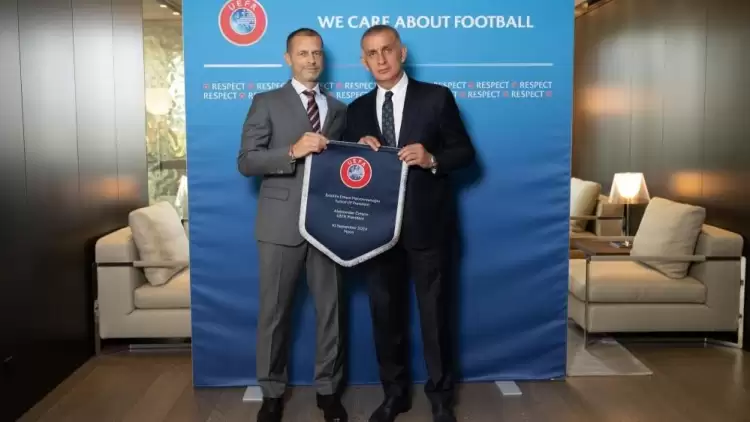 TFF Başkanı Hacıosmanoğlu, UEFA Başkanı Ceferin ile bir araya geldi