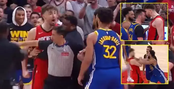 İZLE | Rockets - Warriors serisinin 5. maçında kavga! Alperen Şengün'e kafa...