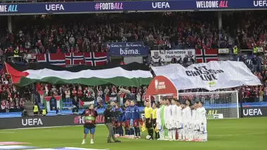 Tribünlerin Filistin bayraklarıyla donatıldığı maçta Norveç, İsrail'i gol yağmuruna tuttu