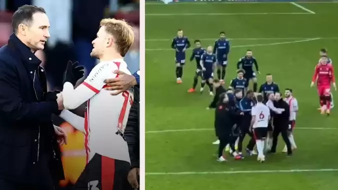 Rakip takım oyuncuları, ünlü teknik adam Lampard'ı saha içinde kovaladı