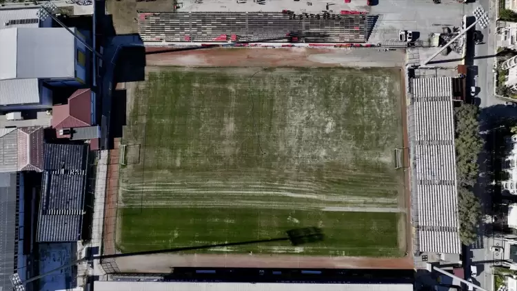 Fethiye İlçe Stadı'nda Galatasaray maçı hazırlığı! 3 bin kişilik portatif tribün...