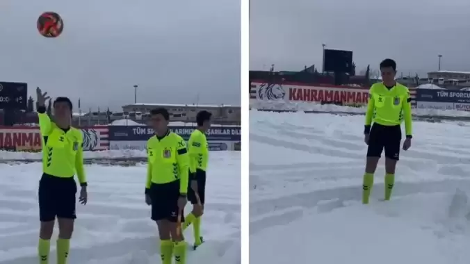Maç için sahaya giden hakemler gördükleri manzara karşısında şoke oldu