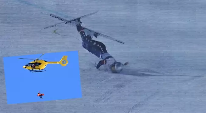 Kış Olimpiyatları'nda korkuç kaza! Çığlıkları ekrana yansıdı, helikopterle hastaneye kaldırıldı