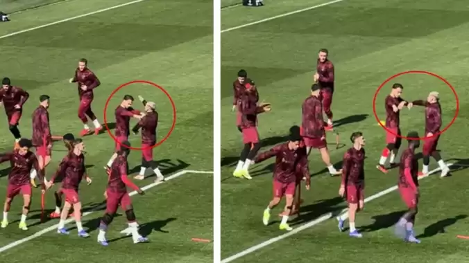 Galatasaray antrenmanında tartışma yaratan görüntüler! İtişme mi şakalaşma mı?