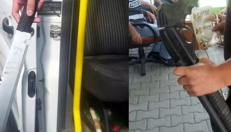 Taraftar otobüsünde 2 pompalı tüfek ele geçirildi