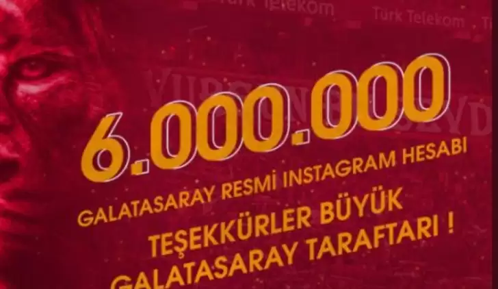 Galatasaray 6 milyon takipçiye ulaştı